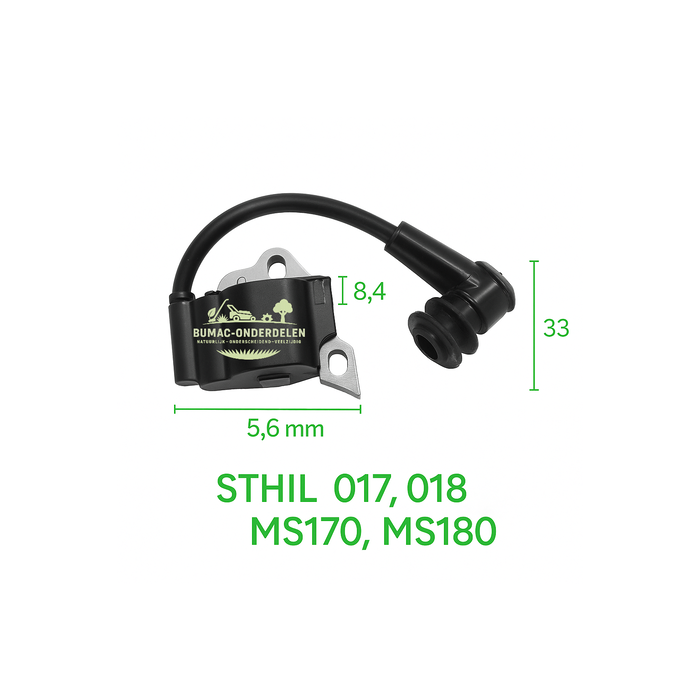 Stihl Bobine ontstekingsspoel compleet met bougiekabel en bevestigingspunten 8,4 x 5,6 mm voor Stihl MS170, MS180, MS180C-B, 017 en 018 kettingzagen, motoronderdeel, motorzaag