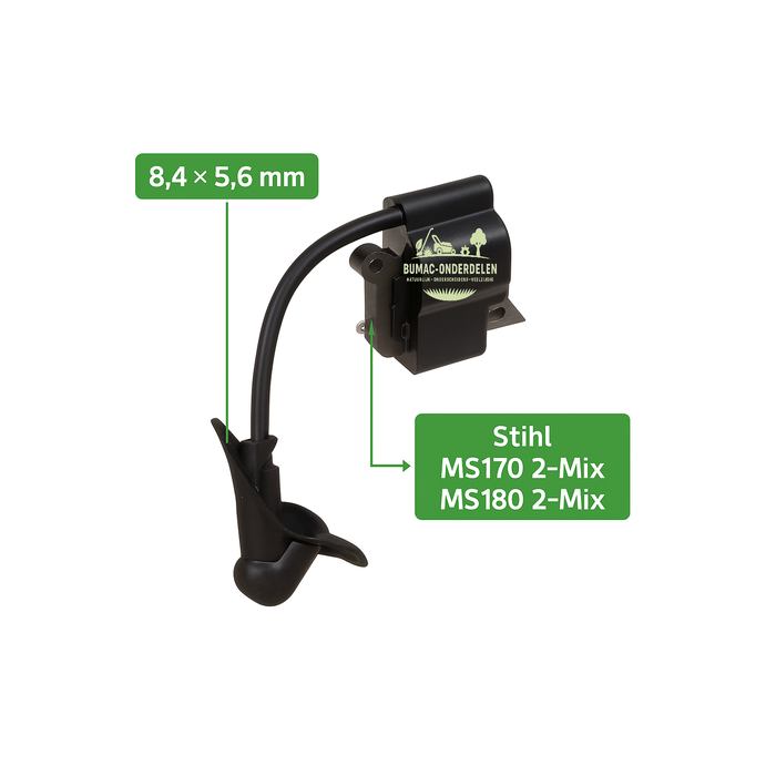 Stihl Bobine ontstekingsspoel compleet met geïntegreerde bougiekabel en bevestigingspunten 8,4 × 5,6 mm voor Stihl MS170 2-Mix, MS180 2-Mix, MS170C-Mix en MS180C-Mix kettingzagen, elektronische ontsteking, motoronderdeel, motorzaag onderdeel