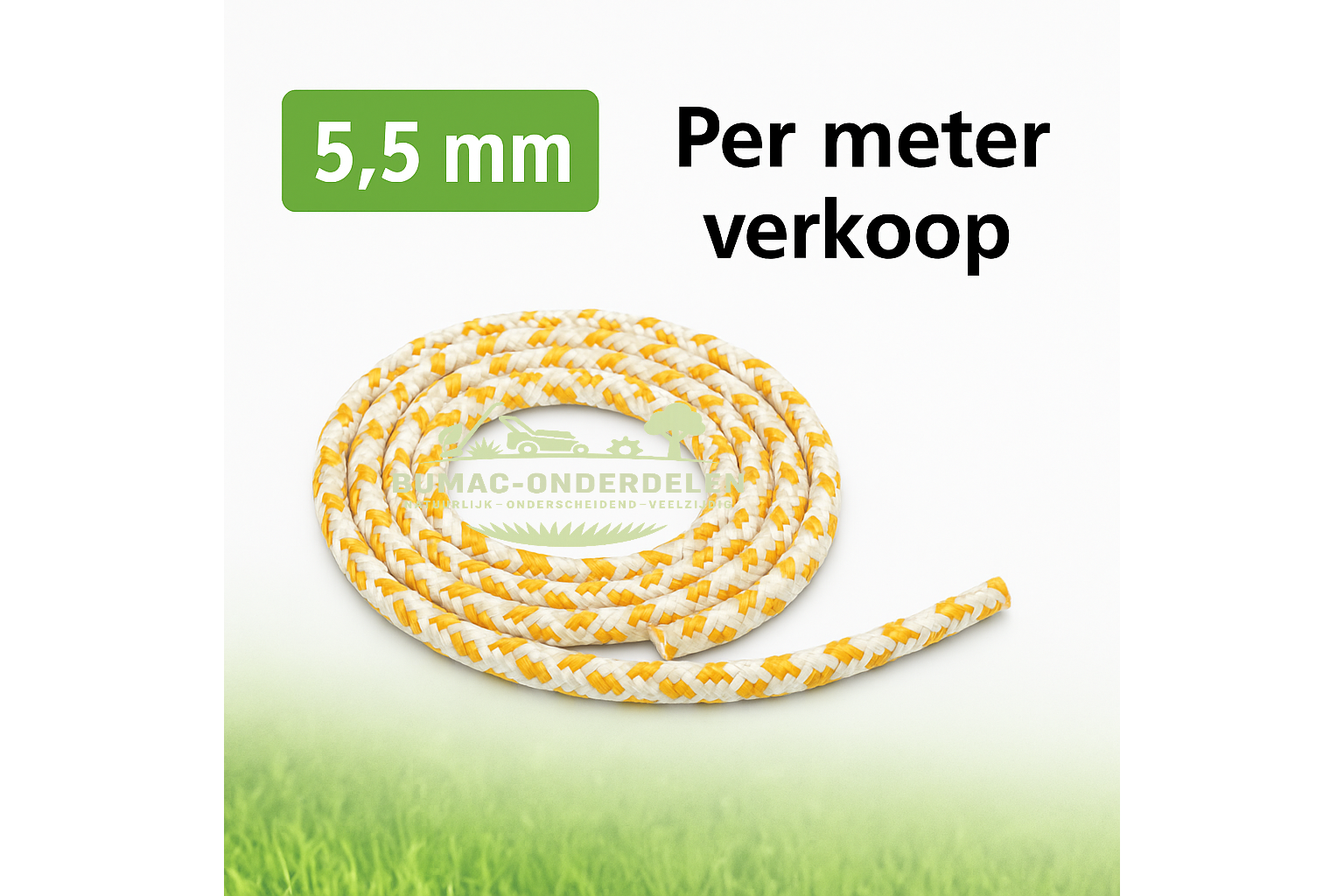 Starterkoord Versterkt 5,5 mm, Per Meter Verkoop, 16-voudig Polyamide Gevlochten Starttouw met Elastische Binnenkern, Starteronderdeel voor Repeteerstarter en Handstarter bij Grasmaaier, Kettingzaag, Bosmaaier, Generator, Trilplaat, Waterpomp, Buitenboord