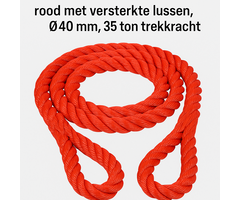 Sleepkabel 10 meter rood met versterkte lussen, 35 ton trekkracht, onderdeel