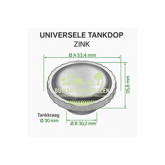 Universele Tankdop in Zinken Uitvoering met Be- en Ontluchting, Voor Tankkraag Ø30 mm, Bajonetsluiting, Niet-afsluitbaar Brandstofsysteem Onderdeel voor Tuin- en Parkmachines