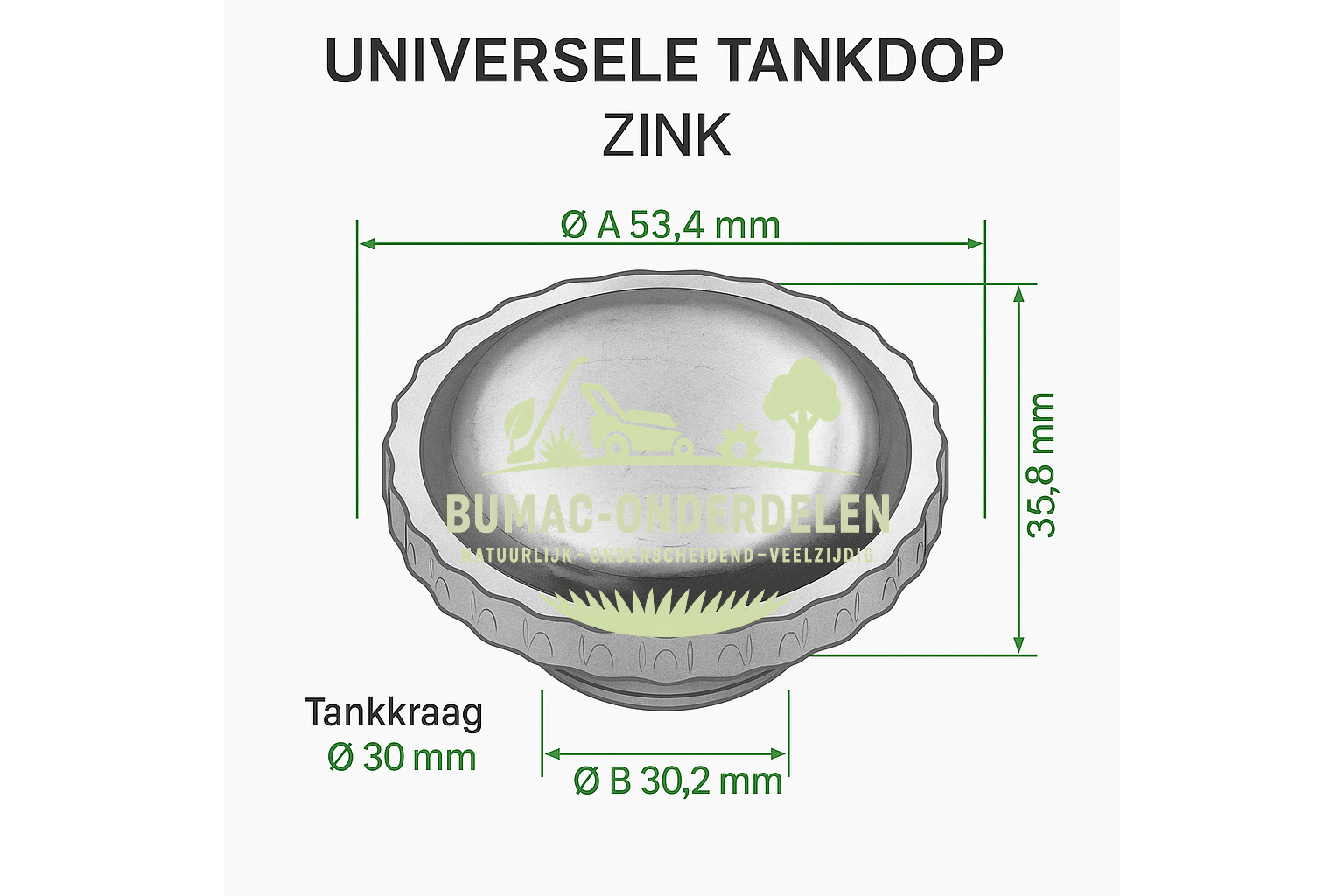 Universele Tankdop in Zinken Uitvoering met Be- en Ontluchting, Voor Tankkraag Ø30 mm, Bajonetsluiting, Niet-afsluitbaar Brandstofsysteem Onderdeel voor Tuin- en Parkmachines