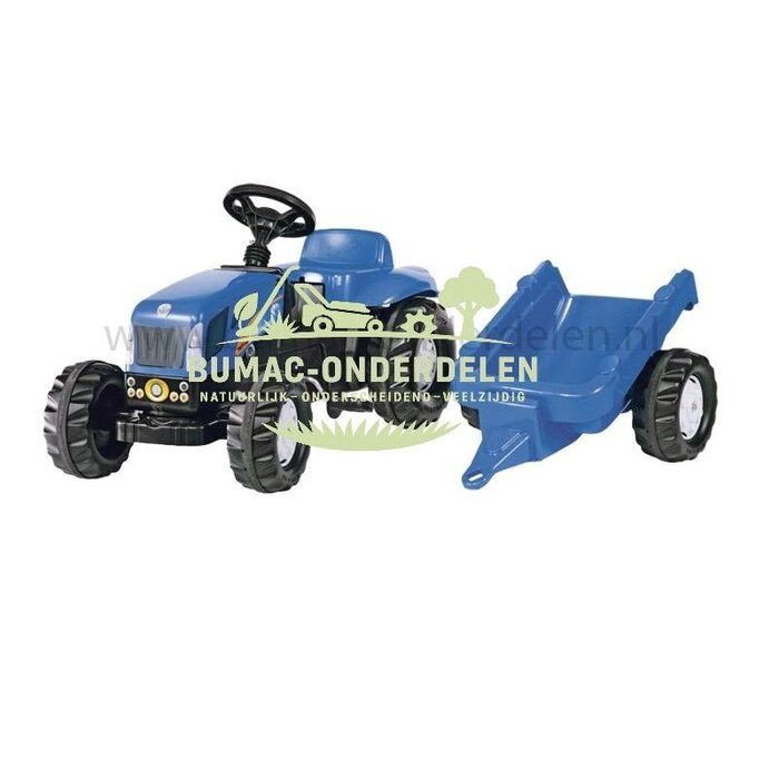 Rolly Toys rollyKid New Holland T7040 traptractor met aanhanger, stoere kindertractor met kettingaandrijving, verstelbare trappers en opklapbare motorkap, stevig speelgoed voor kinderen vanaf 2,5 jaar, onderdeel