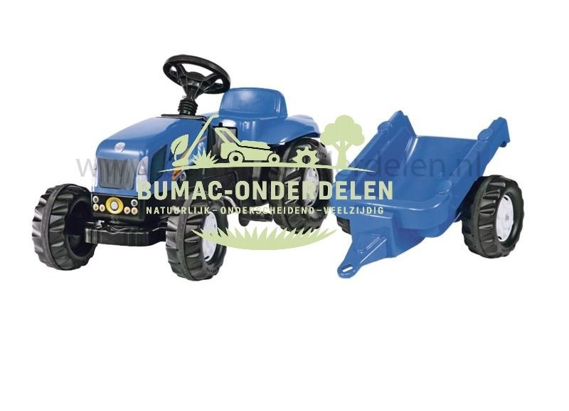 Rolly Toys rollyKid New Holland T7040 traptractor met aanhanger, stoere kindertractor met kettingaandrijving, verstelbare trappers en opklapbare motorkap, stevig speelgoed voor kinderen vanaf 2,5 jaar, onderdeel