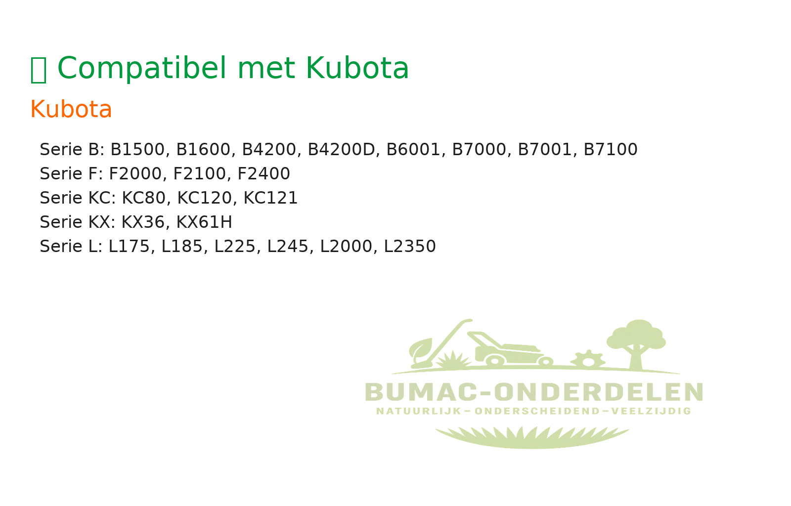 Premium luchtfilter motoronderdeel met afdichting, geschikt voor Kubota B1500 – B1600 – B4200 – B4200D – B6001 – B7000 – B7001 – B7100, F2000 – F2100 – F2400, L175 – L185 – L225 – L245 – L2000 – L2350, en toepasbaar op Iseki TX2140F – TX2140T – TX2160F –