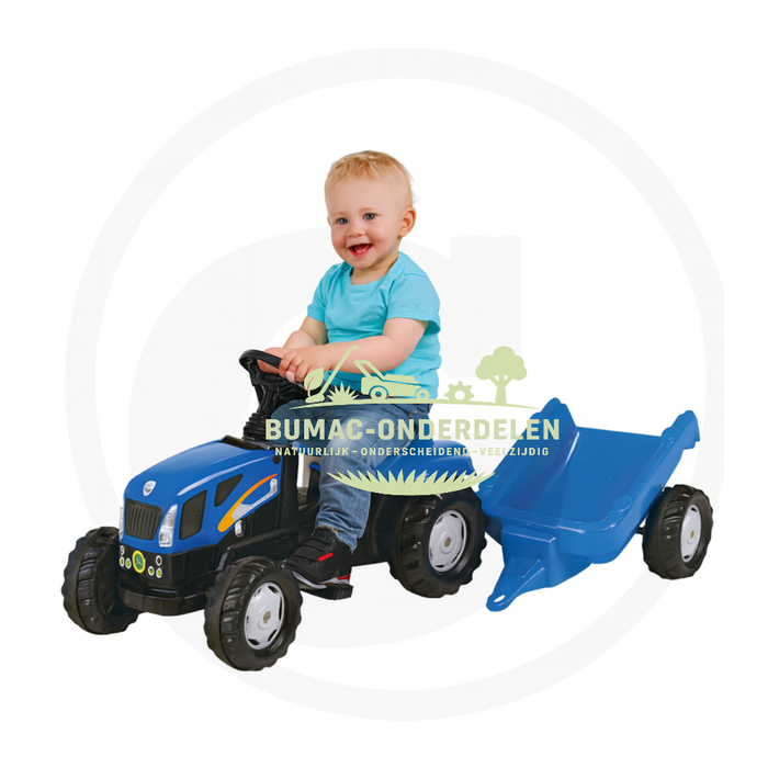 Rolly Toys rollyKid New Holland T7040 traptractor met aanhanger, stoere kindertractor met kettingaandrijving, verstelbare trappers en opklapbare motorkap, stevig speelgoed voor kinderen vanaf 2,5 jaar, onderdeel