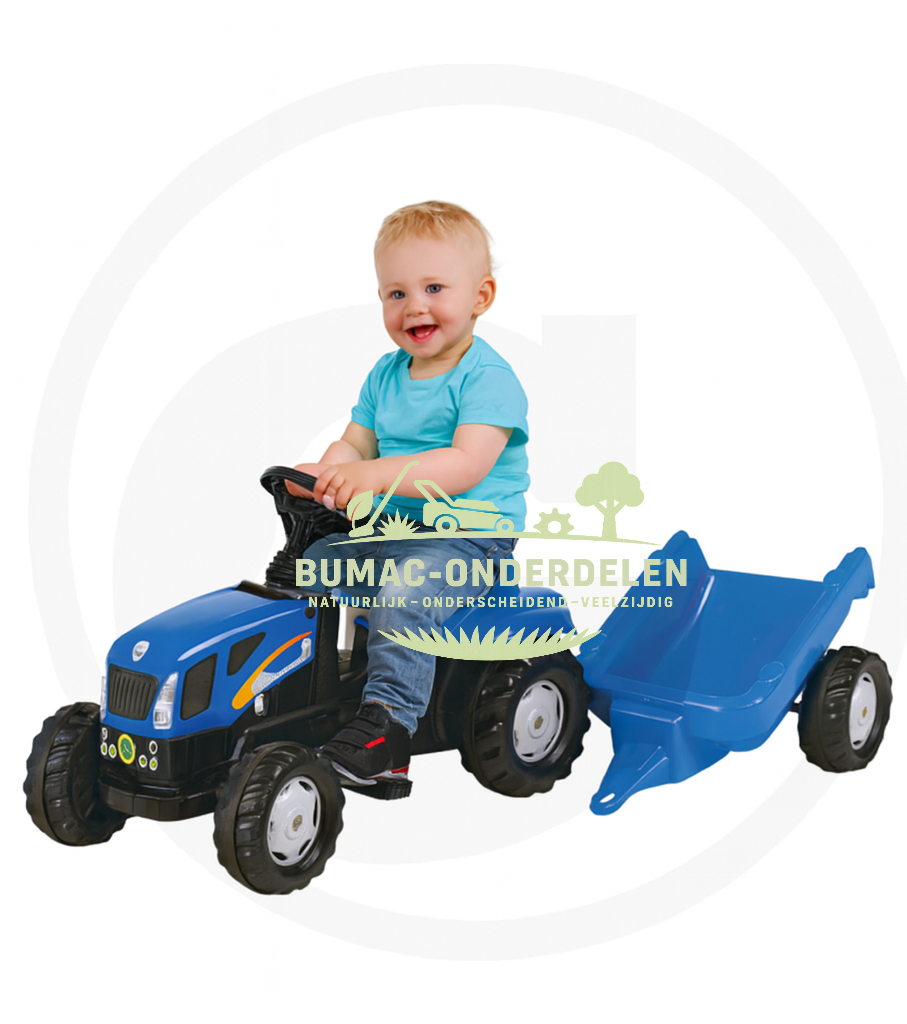 Rolly Toys rollyKid New Holland T7040 traptractor met aanhanger, stoere kindertractor met kettingaandrijving, verstelbare trappers en opklapbare motorkap, stevig speelgoed voor kinderen vanaf 2,5 jaar, onderdeel