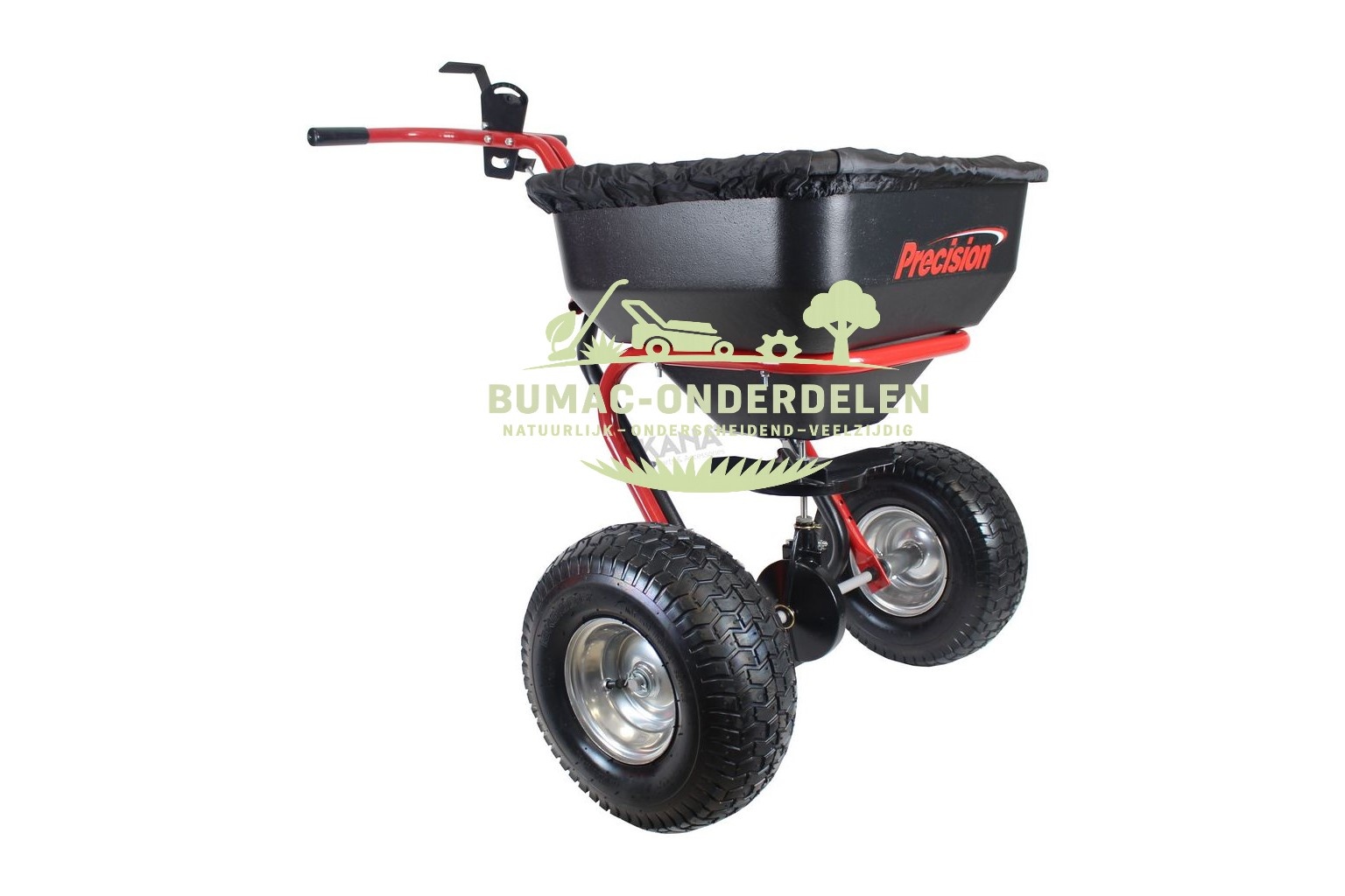 Turfmaster Meststofstrooier 60 kg, Professionele Strooiwagen voor Kunstmest, Kalk, Graszaad en Zout, Duurzaam Metalen Frame met Tandwielkast en Smeernippel, Verstelbare Dosering met Metalen Stang, 15” Luchtbanden en Afdekhoes, onderdeel