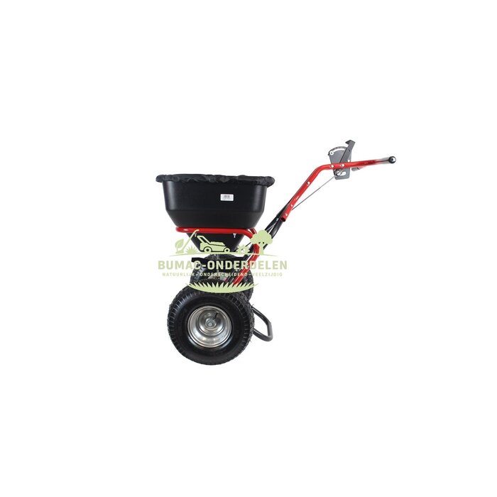 Turfmaster Meststofstrooier 60 kg, Professionele Strooiwagen voor Kunstmest, Kalk, Graszaad en Zout, Duurzaam Metalen Frame met Tandwielkast en Smeernippel, Verstelbare Dosering met Metalen Stang, 15” Luchtbanden en Afdekhoes, onderdeel