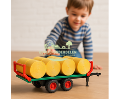 Bruder Transportaanhanger met 8 ronde balen, speelgoed boerderij aanhanger schaal 1:16