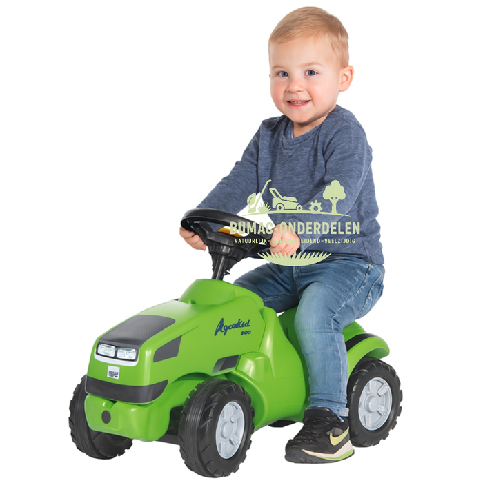 Rolly Toys rollyMinitrac Deutz Agrokid tractor, stevige looptractor met claxon, opbergruimte en fluisterbanden, trap- en duwvoertuig vanaf 2 jaar, speelgoed onderdeel