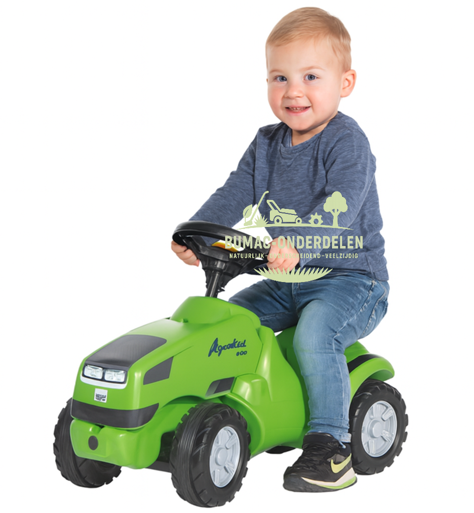 Rolly Toys rollyMinitrac Deutz Agrokid tractor, stevige looptractor met claxon, opbergruimte en fluisterbanden, trap- en duwvoertuig vanaf 2 jaar, speelgoed onderdeel