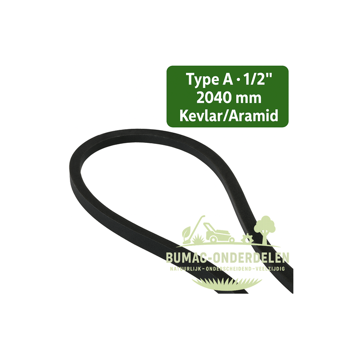 V-snaar Murray zitmaaiers series 46200, 46300, 46400 & Noma 46" maaidek, Type A 1/2" x 2040 mm Kevlar/Aramid versterkt, motor–mes aandrijving rechts, onderdeel