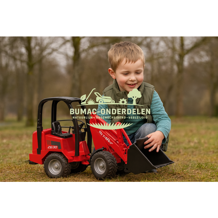 Bruder miniwiellader Schäffer 2190 speelgoed, schaal 1:16 met knikbesturing, laadarm en rolbeugel, robuuste bouwmachine voor binnen en buiten spelen, onderdeel