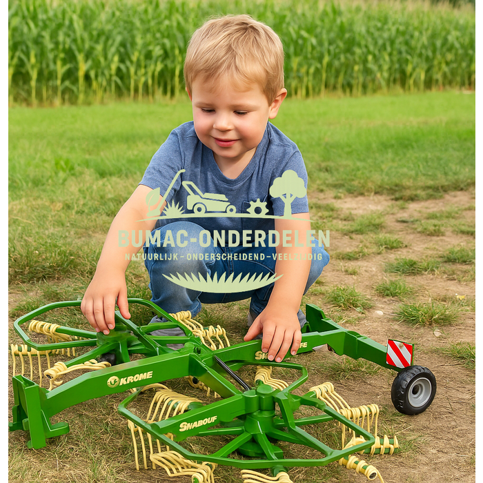 Bruder Dubbele cirkelhark Krone Swadro 761 speelgoed, schaal 1:16 met beweegbare tanden, inklapbare armen en steunpoot, aanhanger voor Profi-serie tractoren, onderdeel