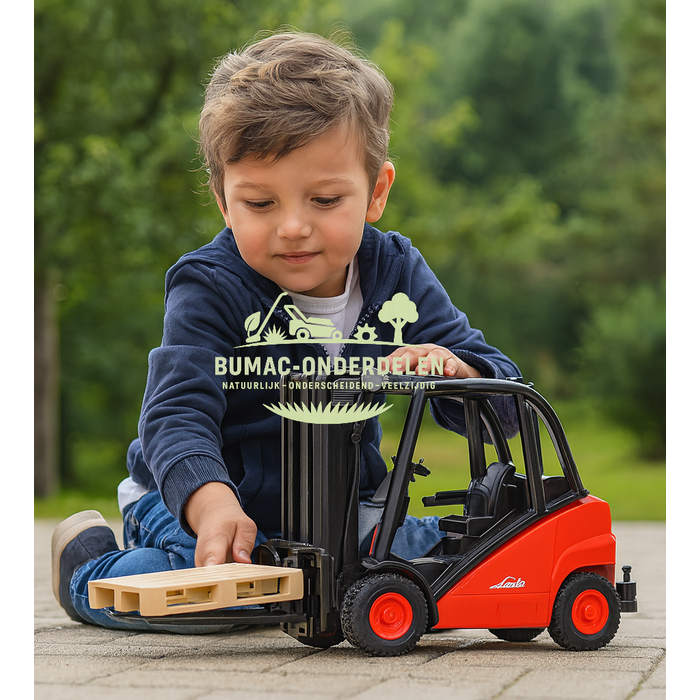 Bruder Linde H30D heftruck speelgoed schaal 1:16, met dubbele hefmast, verstelbare lepels, aanhangerkoppeling en 2 pallets, robuuste bouwmachine voor kinderen vanaf 3 jaar, onderdeel