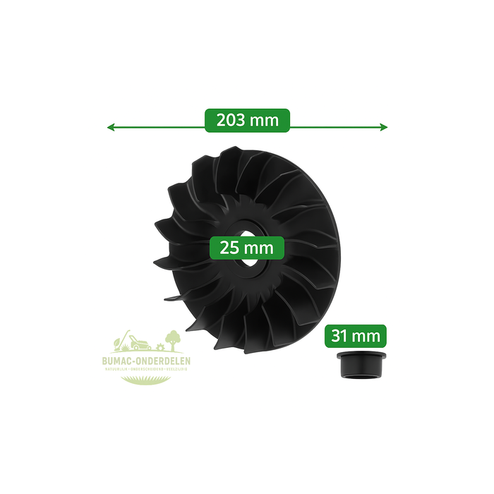 Briggs & Stratton Schoepenwiel / koelvin op vliegwiel voor Briggs & Stratton motoren, passend voor o.a. type 124T02-6174-H1 op Sabo 54 Vario E, loopmaaiers en zitmaaiers