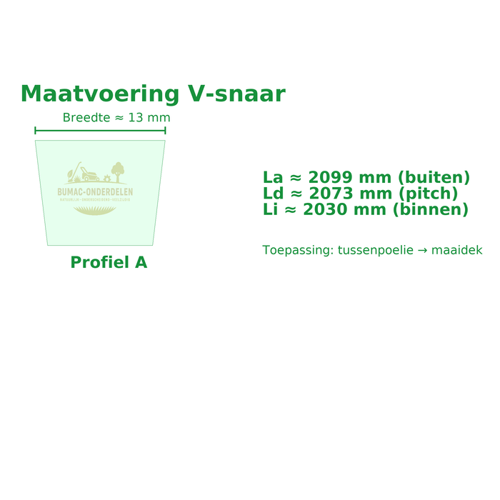 Husqvarna Originele Husqvarna V-snaar voor aandrijving tussenpoelie naar maaidek, geschikt voor Rider 16, Combi 103/112, Proflex en R-serie zitmaaiers, onderdeel