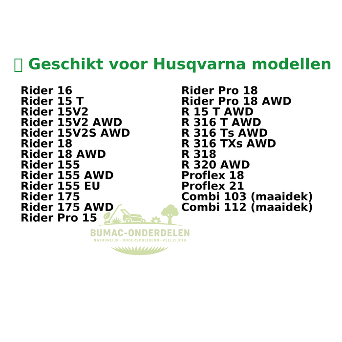 Husqvarna Vervangende V-snaar tussenpoelie naar maaidek, passend voor Husqvarna Rider 16, Combi 103/112 maaidekken, Proflex 18/21 en Husqvarna R-serie AWD zitmaaiers, aramide versterkt, onderdeel