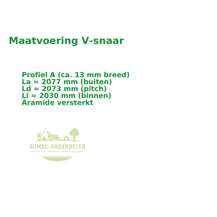 Husqvarna Vervangende V-snaar tussenpoelie naar maaidek, passend voor Husqvarna Rider 16, Combi 103/112 maaidekken, Proflex 18/21 en Husqvarna R-serie AWD zitmaaiers, aramide versterkt, onderdeel