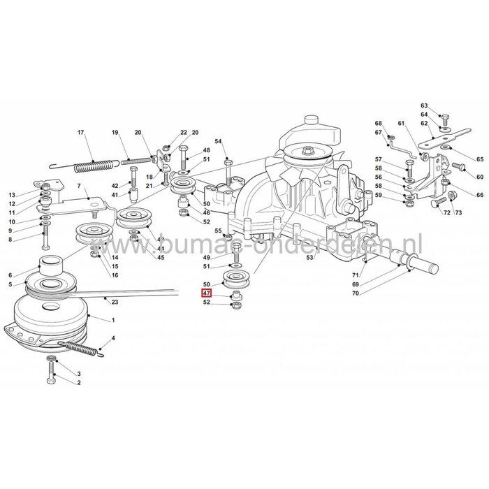 Afstandsbus voor Poelie CASTELGARDEN - STIGA - ALPINA - MOUNTFIELD Zitmaaier - Frontmaaier - Tuintrekker, Reduceer Bus voor Pouly