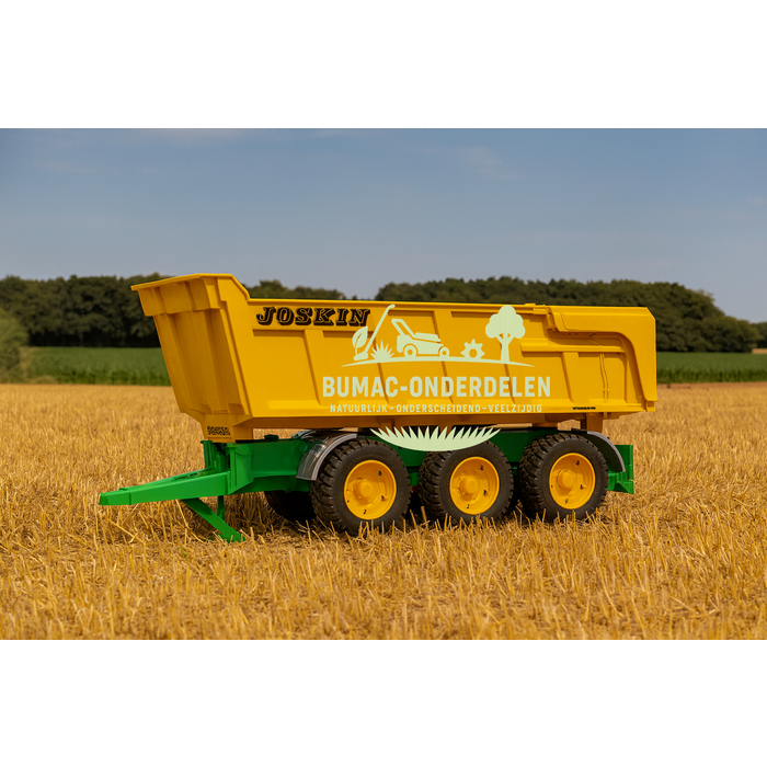 Bruder Joskin 3-assige Kipper speelgoed aanhanger schaal 1:16, met kiepbak, achterklep, graanluik en inklapbare steunpoot, stevige boerderij speelgoed aanhanger onderdeel