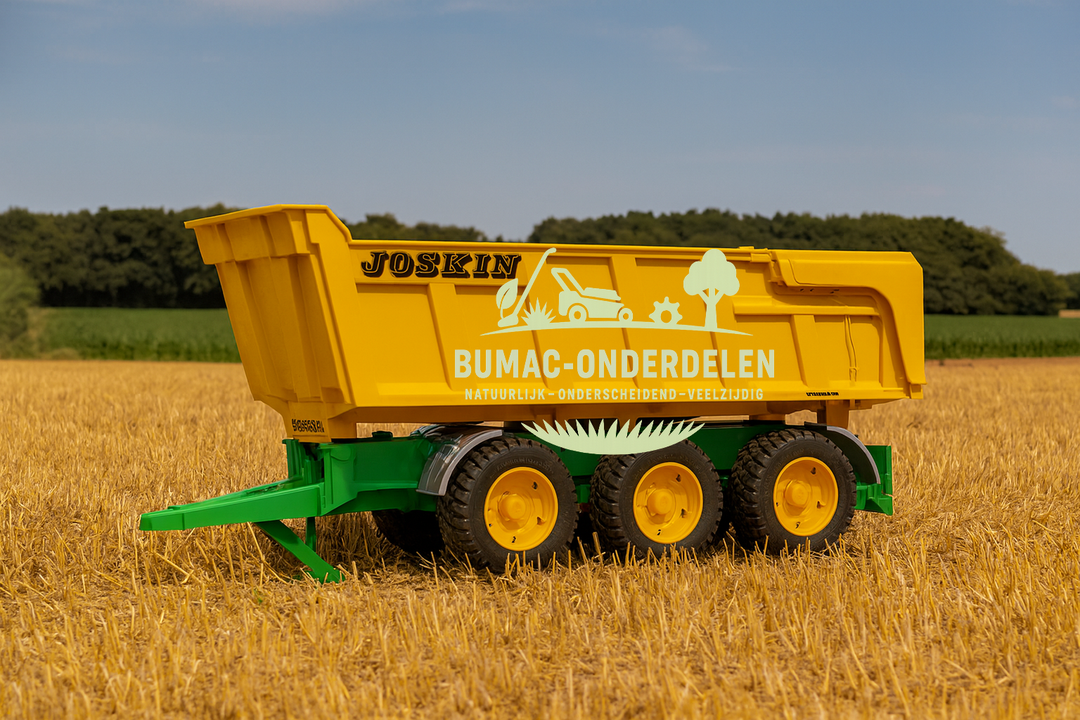 Bruder Joskin 3-assige Kipper speelgoed aanhanger schaal 1:16, met kiepbak, achterklep, graanluik en inklapbare steunpoot, stevige boerderij speelgoed aanhanger onderdeel