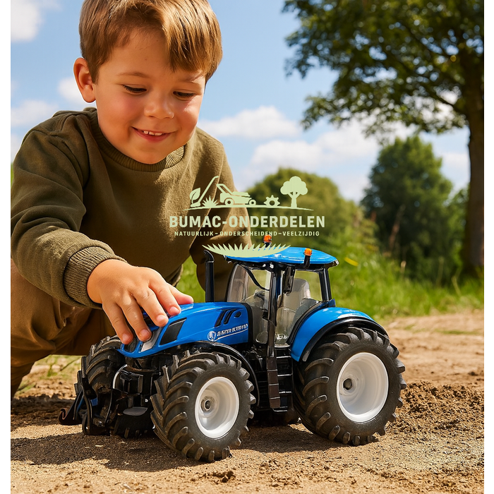 Siku New Holland T7.315 HD speelgoed tractor schaal 1:32, tractor met cabine, fusee-besturing, rubberen banden, frontgewicht en aanhangerkoppeling, onderdeel
