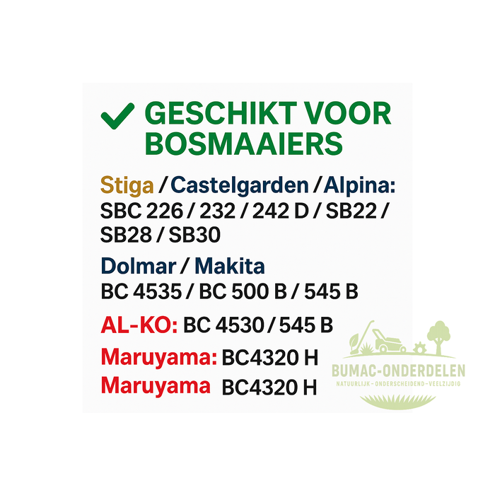 Universele haakse overbrenging voor bosmaaiers, Ø26–28 mm met 5 verloopbussen, 9-tands aandrijfas, M10×1,25 linkse draad, mesopname Ø25,4 mm, geschikt voor Stihl, Husqvarna, Kaaz, Stiga, Honda, Echo, Shindaiwa, Partner – compleet onderdeel