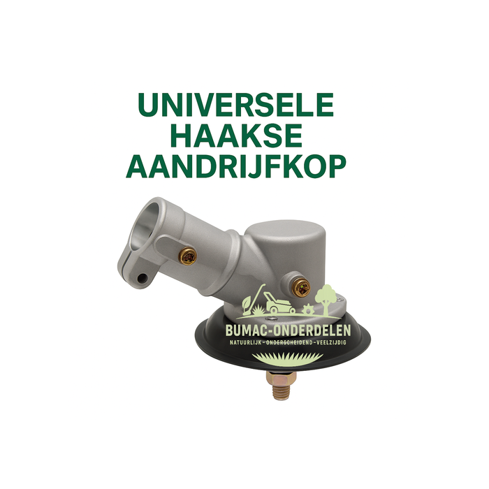 Universele Haakse aandrijfkop voor bosmaaiers, Aansluiting M10x1,25 LH, Schacht Ø26 mm, 9 tanden, Profiel C, Opname Ø25,4 mm, Onderdeel voor Stihl, Husqvarna, Echo, Honda, Kaaz, Dolmar, Makita, Shindaiwa, AL-KO, Maruyama