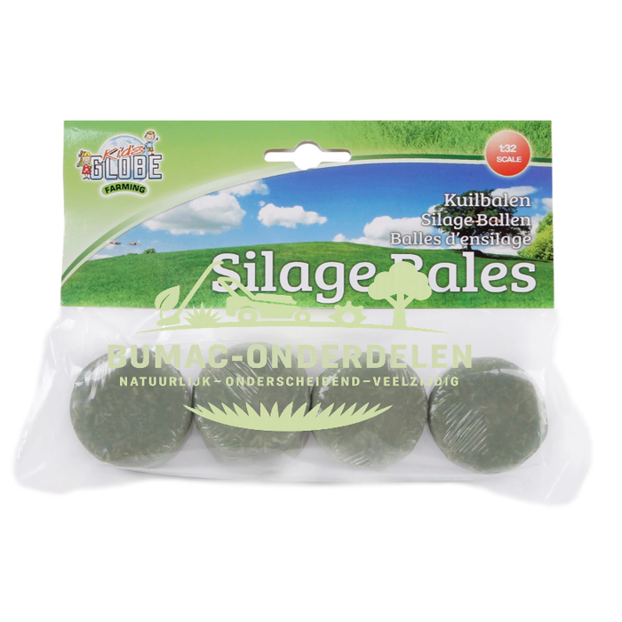 Kids Globe Ronde Silagebalen set van 4 stuks schaal 1:32, Speelgoedonderdeel voor boerderij speelgoed, geschikt voor Siku, Bruder en Kids Globe tractoren en machines