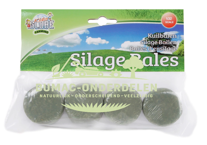 Kids Globe Ronde Silagebalen set van 4 stuks schaal 1:32, Speelgoedonderdeel voor boerderij speelgoed, geschikt voor Siku, Bruder en Kids Globe tractoren en machines