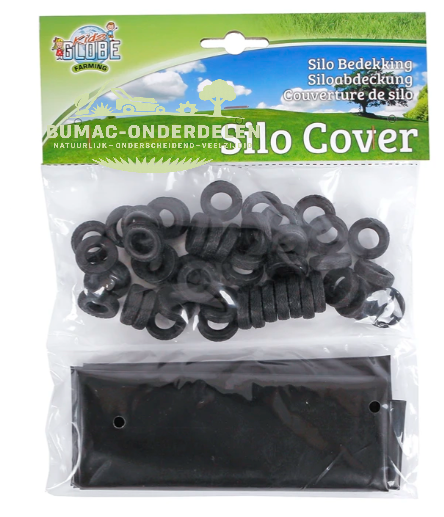 Kids Globe Afdekzeil met 50 bandjes voor sleufsilo schaal 1:32, Speelgoed silo cover set voor speelgoed boerderij en landbouwspeelgoed, realistisch onderdeel Kids Globe Farming