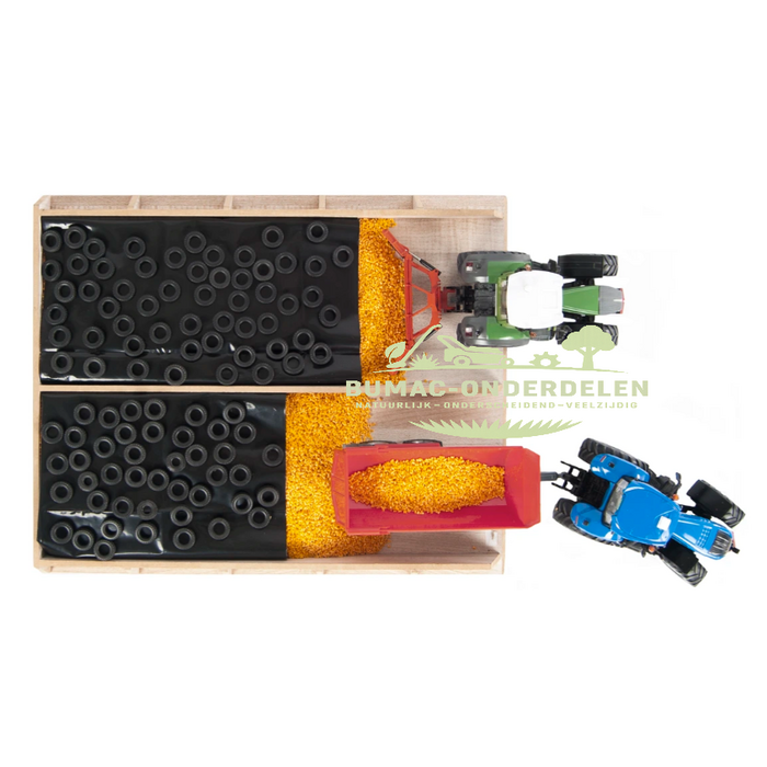 Kids Globe Afdekzeil met 50 bandjes voor sleufsilo schaal 1:32, Speelgoed silo cover set voor speelgoed boerderij en landbouwspeelgoed, realistisch onderdeel Kids Globe Farming