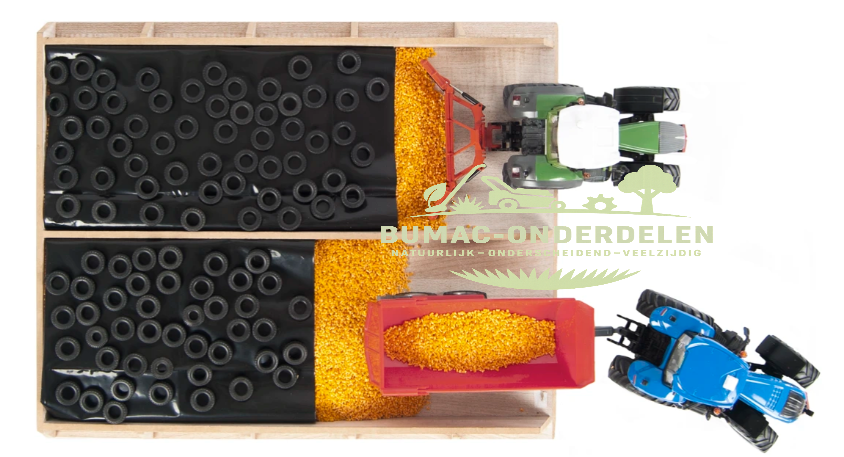 Kids Globe Afdekzeil met 50 bandjes voor sleufsilo schaal 1:32, Speelgoed silo cover set voor speelgoed boerderij en landbouwspeelgoed, realistisch onderdeel Kids Globe Farming