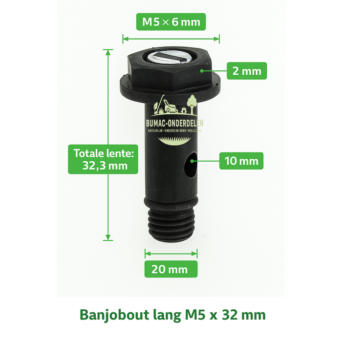 Stihl Banjobout lang M5 x 32 mm voor Stihl TS410, TS420, TS480i, TS500i, TS500, TS700 en TS800, passend voor brandstofleidingen en carburateur aansluiting, origineel kleinmotor onderdeel voor brandstofsysteem