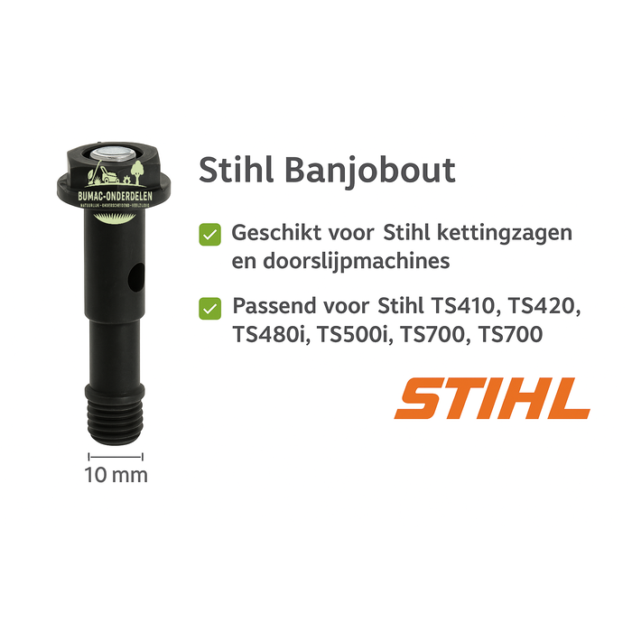 Stihl Banjobout lang M5 x 32 mm voor Stihl TS410, TS420, TS480i, TS500i, TS500, TS700 en TS800, passend voor brandstofleidingen en carburateur aansluiting, origineel kleinmotor onderdeel voor brandstofsysteem