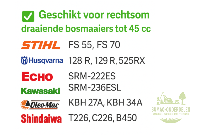 Universele haakse aandrijfkop bosmaaier onderdeel, compleet met buisadapters Ø28/24–27 mm en mesaansluiting Ø25,4 mm, geschikt voor bosmaaiers tot 45cc, toepasbaar op Stihl, Husqvarna, Dolmar, Makita, Echo, Shindaiwa, Kawasaki, Emak (Oleo-Mac, Efco), Maru