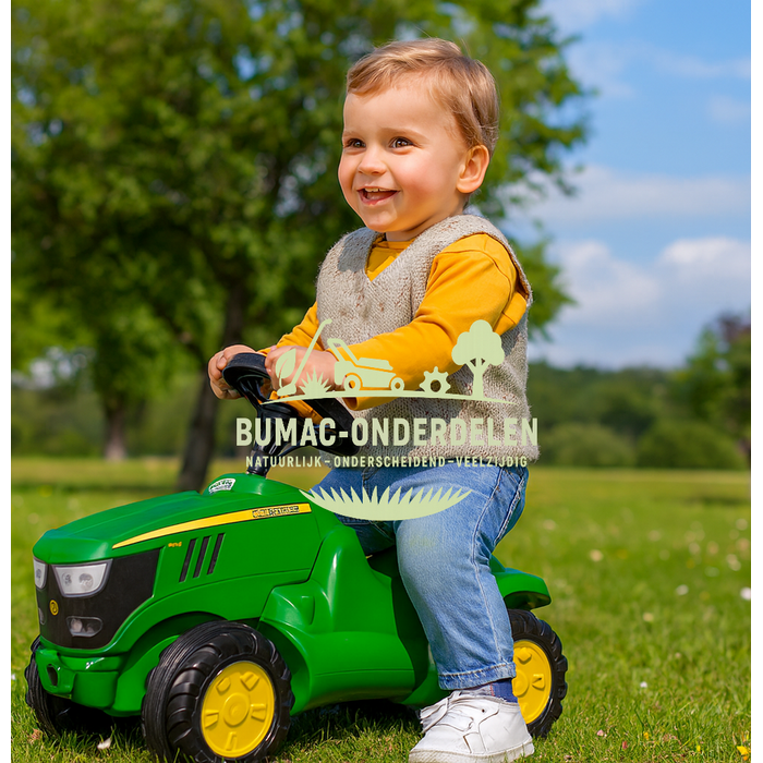 Rolly Toys rollyMinitrac John Deere 6150R traptractor, loopvoertuig met claxon, opbergruimte onder motorkap, ergonomisch ontwerp met knie-uitsparing, stabiele fuseebesturing, fluisterbanden, speelgoed tractor, onderdeel