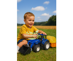 Bruder New Holland T5.120 speelgoedtractor met voorlader, hooibaal en palletvorken, onderdeel