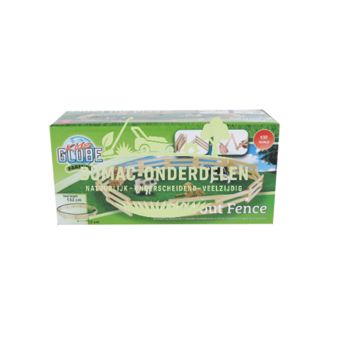 Kids Globe houten omheining hek 1:32, speelgoed boerderij hekwerk van hout 132 cm, geschikt voor koeien, paarden en andere dieren op de Kids Globe speelgoedboerderij, onderdeel