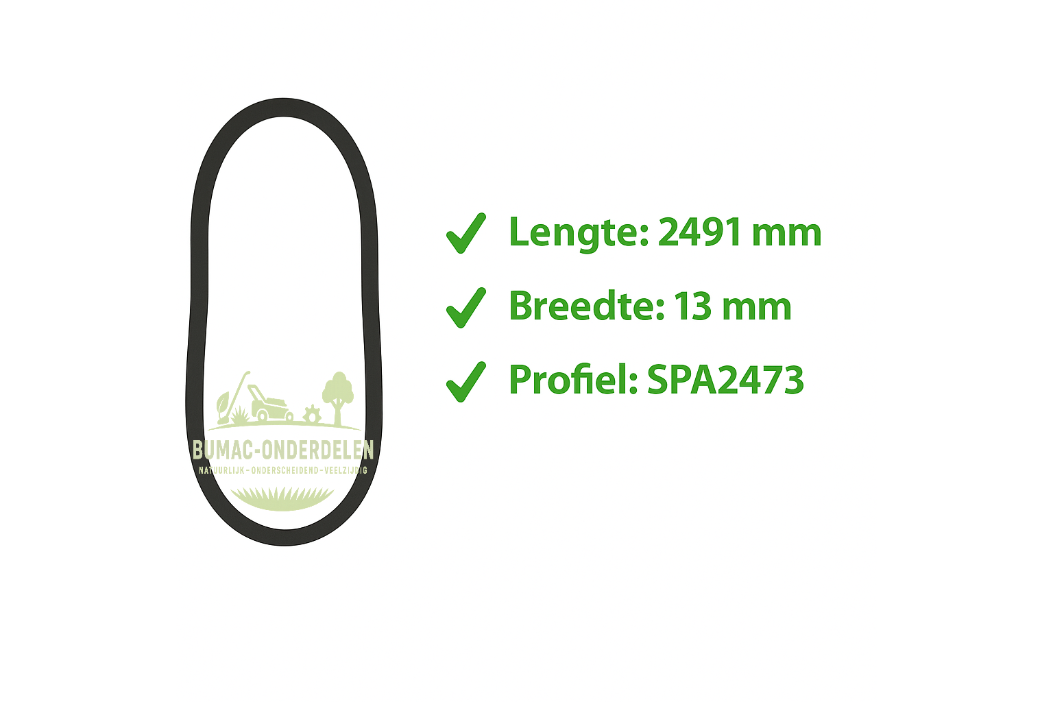 Universeel Universele V-snaar 2491 mm SPA2473 – geschikt voor Stiga Park 95, Park 105 Combi (2WD/4WD), Park 105 EL Quick Flip, Castelgarden PTX 200HD, Mountfield 1538M/1538H/1438M/T38, Alpina AT4 en BT zitmaaiers – maaidekriem vervangend onderdeel
