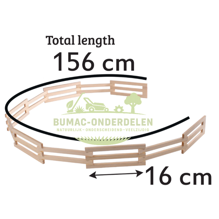 Kids Globe houten omheining hek 1:24 schaal, 156 cm lang, speelgoed hekwerk voor paardenstal, manege, dierenverblijf en boerderij speelset, uitbreidingsonderdeel Kids Globe Farming