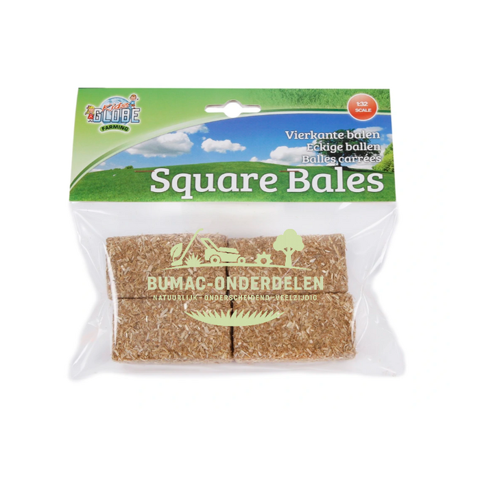 Kids Globe rechthoekige balen set van 4 stuks schaal 1:32, speelgoed onderdeel voor boerderij speelset, passend bij Kids Globe Farming speelgoed, Bruder en Schleich boerderij accessoires