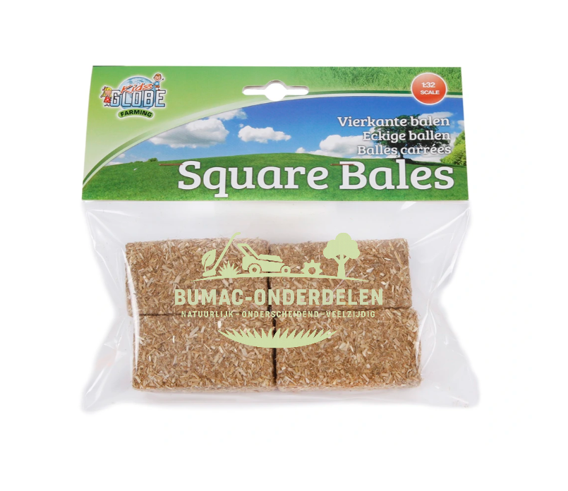 Kids Globe rechthoekige balen set van 4 stuks schaal 1:32, speelgoed onderdeel voor boerderij speelset, passend bij Kids Globe Farming speelgoed, Bruder en Schleich boerderij accessoires