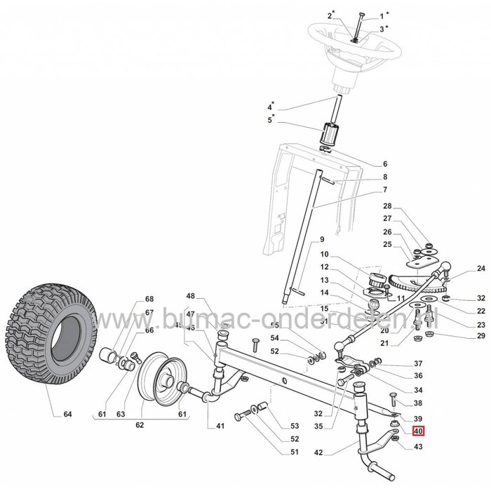 Geleidebus voor Spoorstang CASTELGARDEN Zitmaaiers, Stiga - Alpina - Mountfield - Castel Garden, Geleide Bus voor Stang tussen de Wielen bij Zitmaaier - Frontmaaier - Tuintrekker