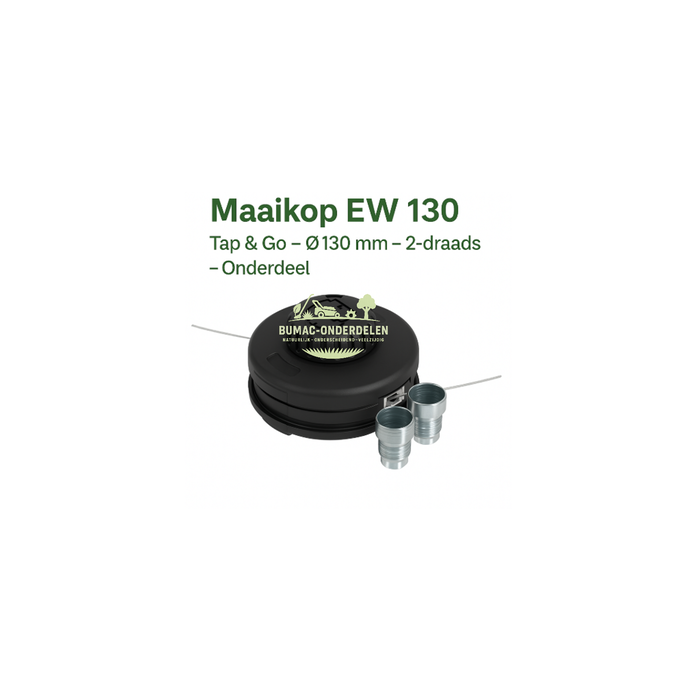 Maaikop EW 130 Tap & Go Ø130 mm, 2-draads halfautomatische draadkop, inclusief adapterbouten M10 x 1 LGI en M12 x 1,5 LGI, geschikt voor Stihl FS-, FSA- en FR-serie, Dolmar MS-serie en Zenoah BCZ-serie bosmaaiers, robuuste kop voor maaidraad 2,4–4,0 mm, o