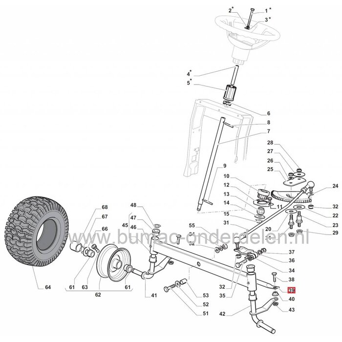 Spoorstang CASTELGARDEN 84, 98 Cm Zitmaaiers PDC140, XD140HD, XDC135HD, XDC140HD, SD98 Stuurdelen Stiga, Castelgarden, Alpina, Mountfield, Stang tussen de Wielen bij Zitmaaiers - Frontmaaiers - Tuintrekkers