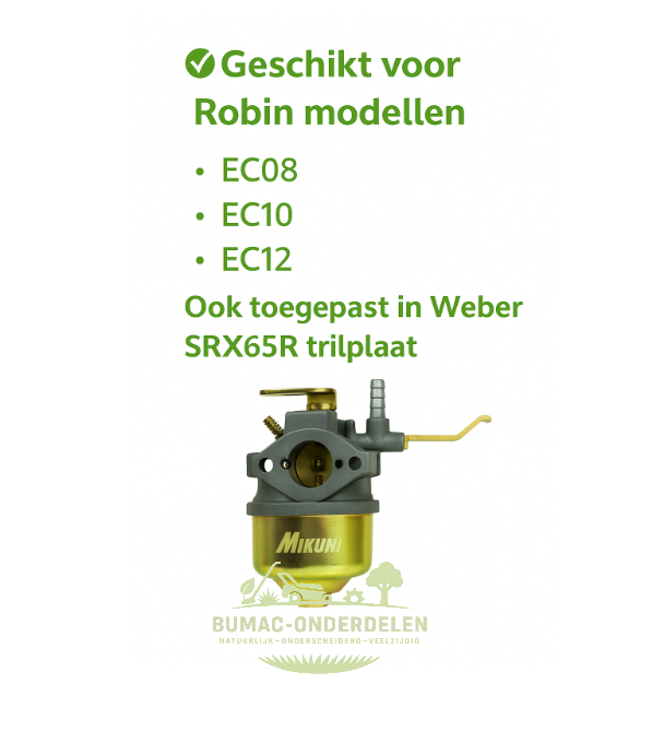 Originele Mikuni carburateur RJ200 voor Robin EC10 motor, passend op Weber SRX 65R trilstampers, Wacker en Altrad rammers, Dynapac trilplaten en andere bouwmachines