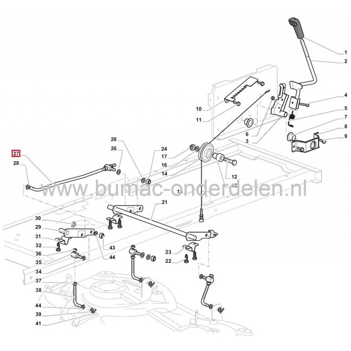 Verbindings Stang Maaidek CASTELGARDEN Zitmaaiers - Frontmaaiers - Tuintrekkers, Alpina - Stiga - Mountfield - Castel Garden, SC84 - SD98 - SD108